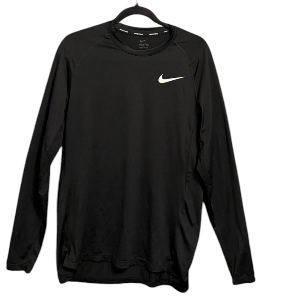 Nike Pro Dri-FIT Mens Slim Fit Long Sleeve Training Shirt Black Medium Running